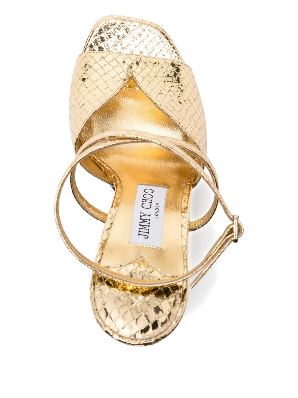 Босоножки с тиснением под змеиную кожу JIMMY CHOO, золотой — фото 4