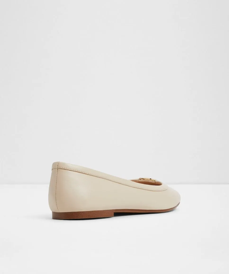 Женские кожаные туфли на плоской подошве с квадратным носком Aldo, бежевый — фото 2