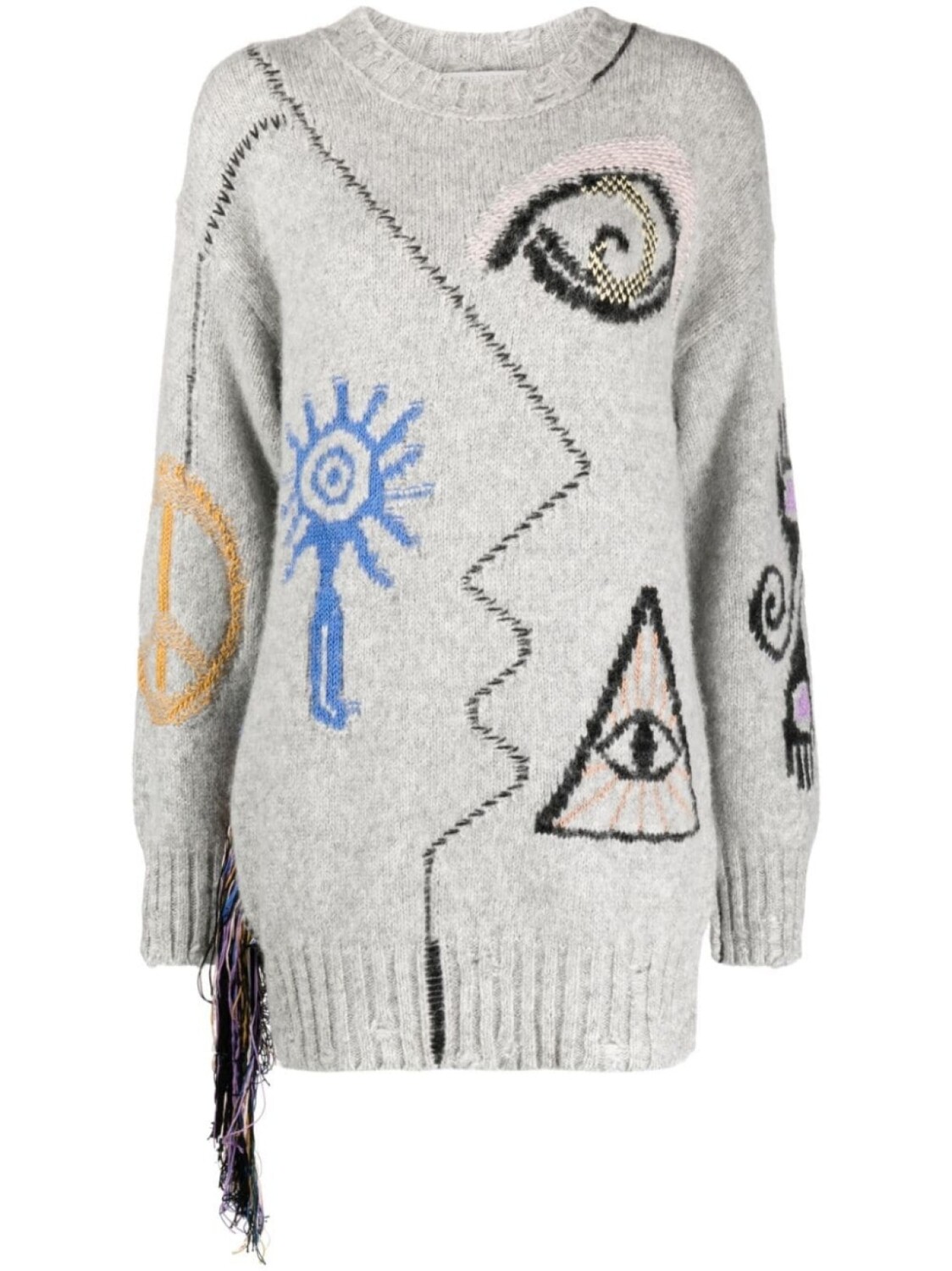 

Stella McCartney джемпер Folk с вышивкой, серый