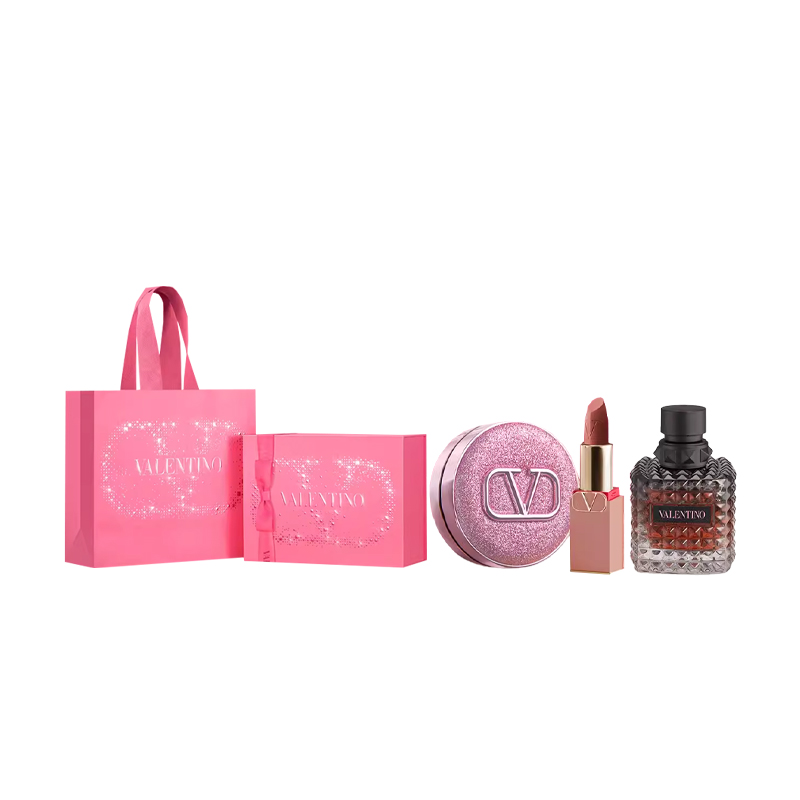 Valentino Розовый лимитированный набор для макияжа easy to blend naked tube 113r+ln2+50ml perfume — фото 3