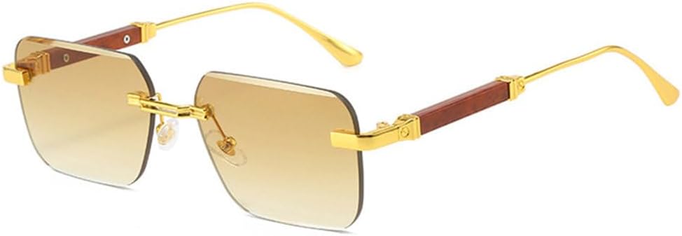 

MUTYNE Ретро квадратные женские солнцезащитные очки, модные без оправы, прозрачные линзы с градиентом цвета "океан", мужские панк солнцезащитные очки UV400, Golden Tea Gradient