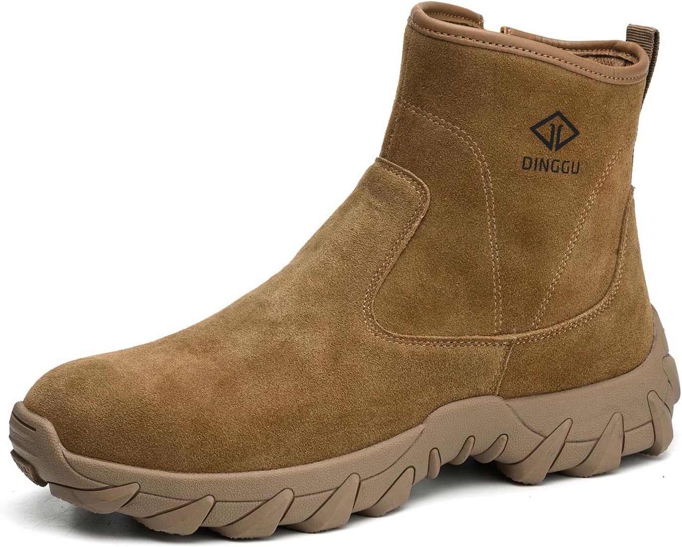 

Стальные ботинки DINGGU с защитным носком для мужчин, кожаные сварочные удобные ботинки, противоскользящие защитные строительные туфли, 1317 Brown