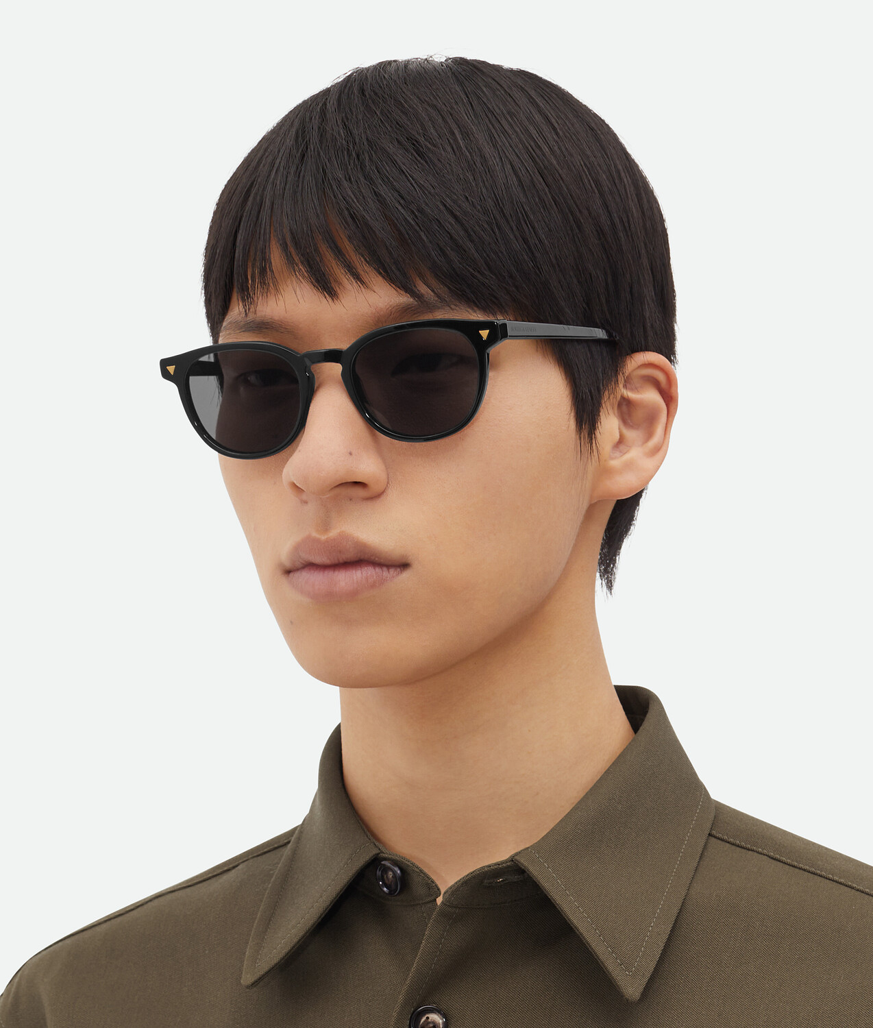 Солнцезащитные очки Panthos из мягкого переработанного ацетата Bottega Veneta, черный/серый — фото 2