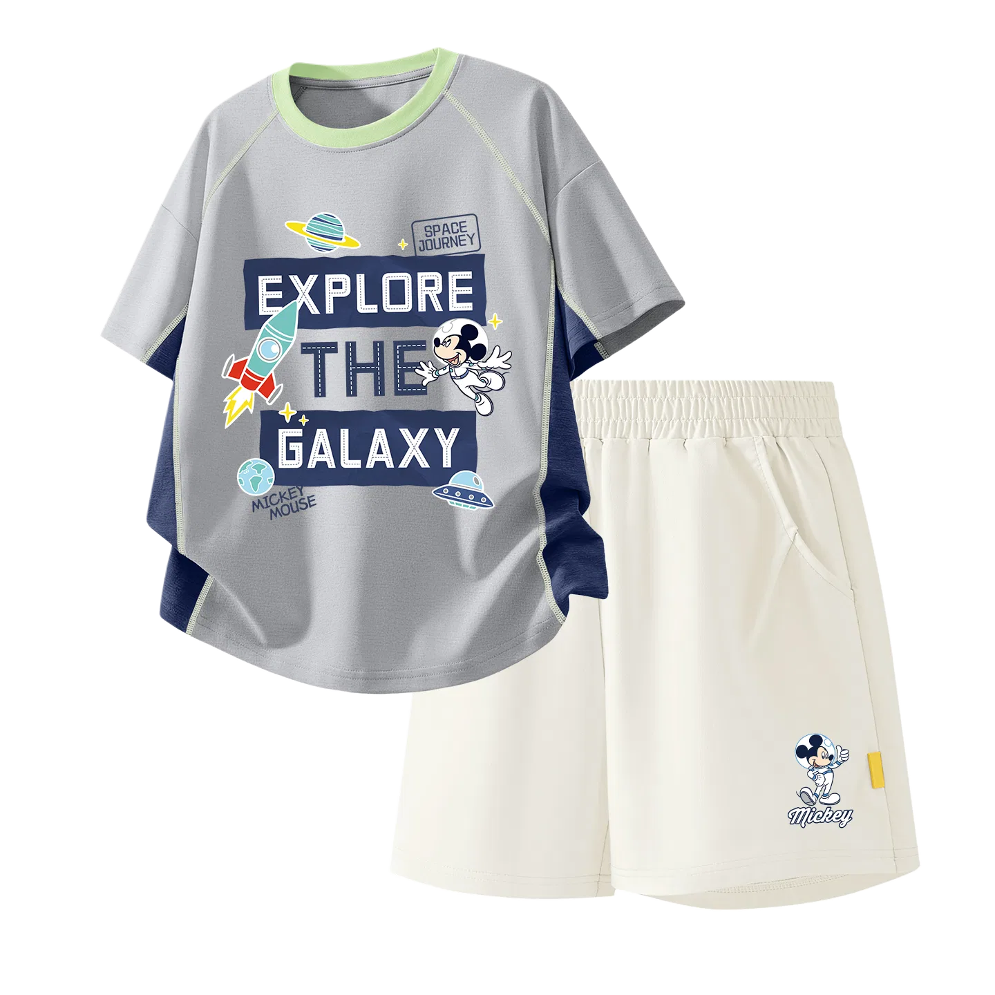 Детский спортивный костюм Casual Sportswear Two Piece Set Disney, Di Space Gray+Di Astronaut K_Bottom Right Mist White