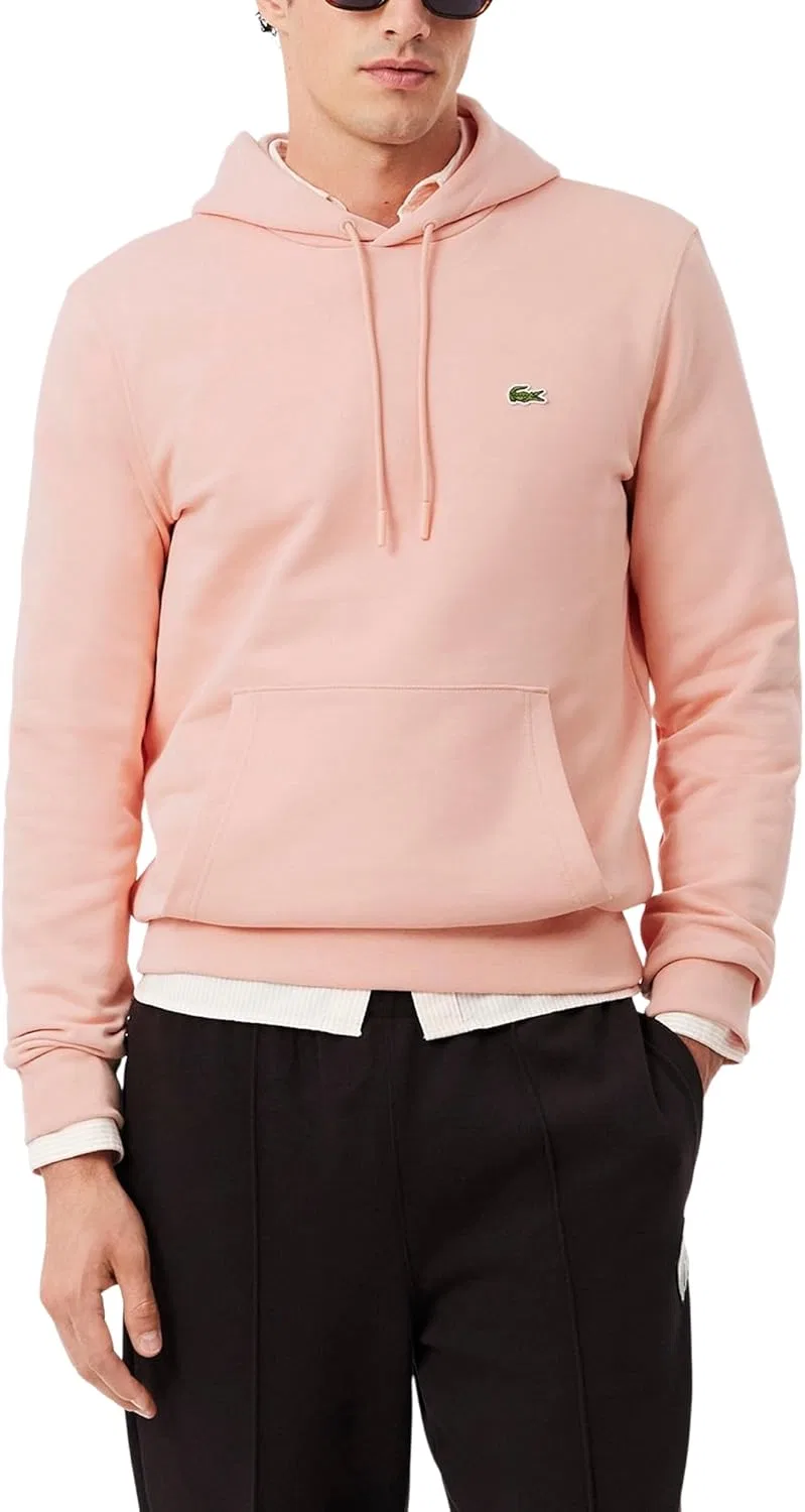Толстовка Lacoste мужская хлопковая с капюшоном, флисовая, с логотипом, синий