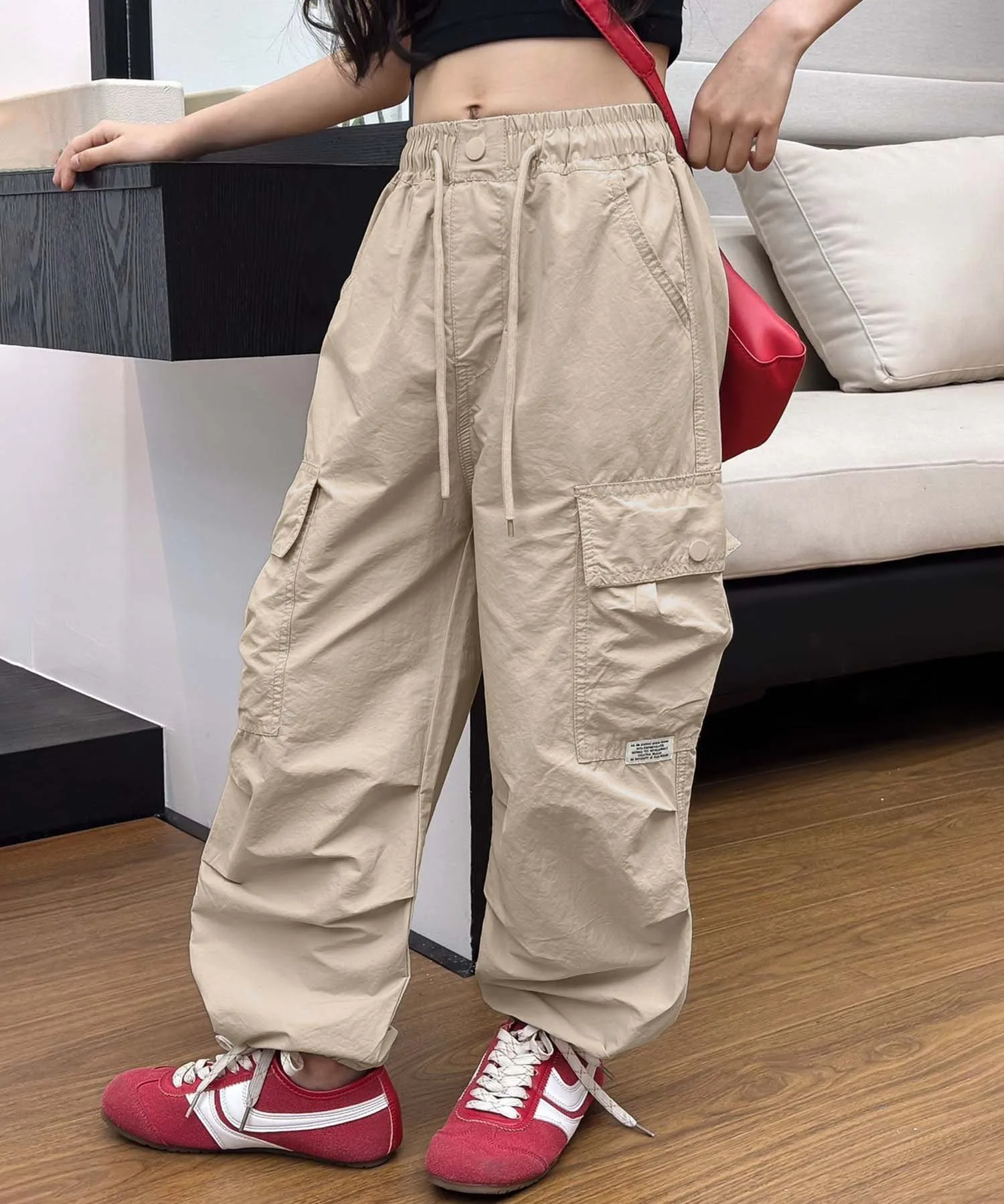 Брюки-карго на завязках Aimoha Kids, beige