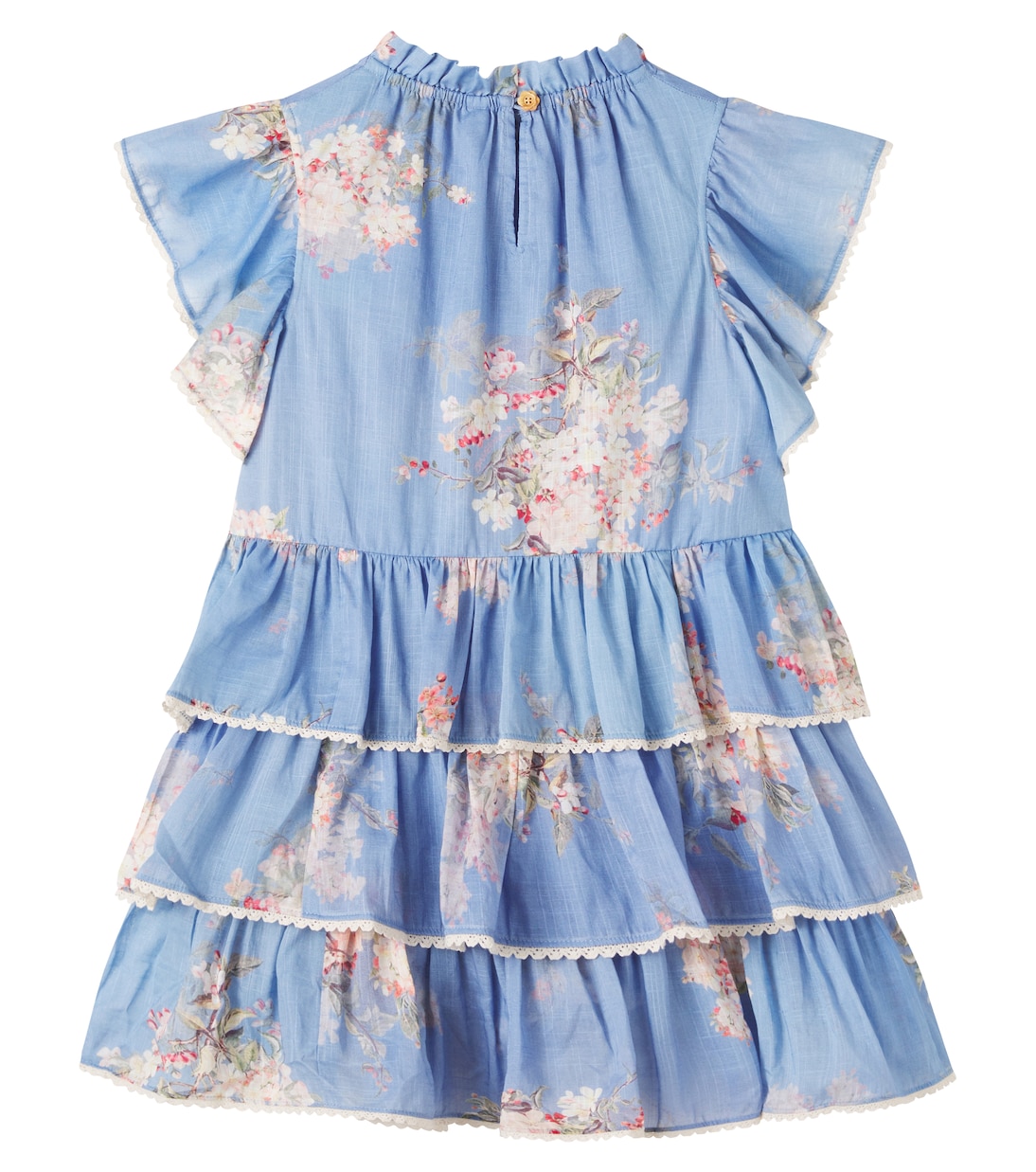 Платье из хлопка с цветочным принтом Рианнон Zimmermann Kids, Teal Blue Botanical Floral — фото 4