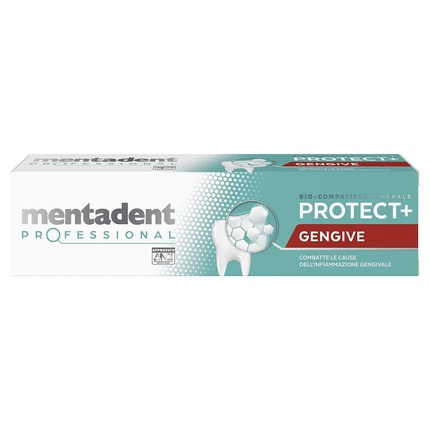 

Зубная паста Mentadent Professional Gum Protect+ борется с причинами воспаления десен с помощью биосовместимых минералов и цинка 75мл GGENGIVE