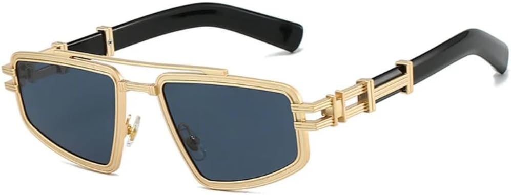 

Солнцезащитные очки с защитой от УФ-излучения UV400 | Металлические линзы в стиле стимпанк | Цветные линзы | Для женщин и мужчин | Для занятий спортом на открытом воздухе и вождения DSVIGF, Gold-black