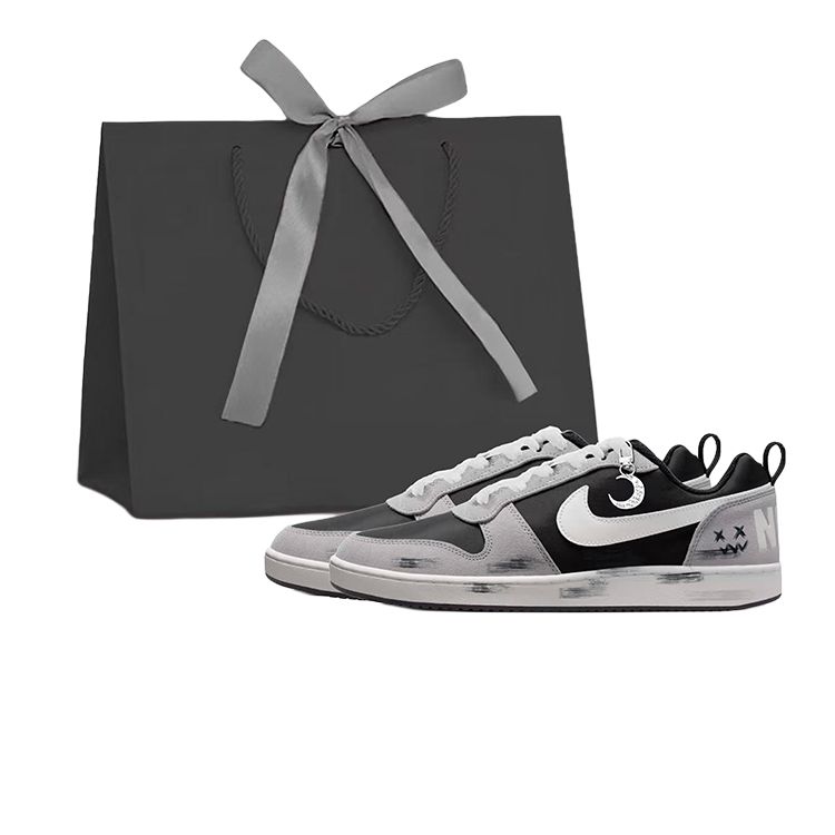 

Nike Кроссовки для скейтбординга Court Borough Shadow Gray, Panda Thermal Cushioning Lightweight Low top, мужские, черно-серые