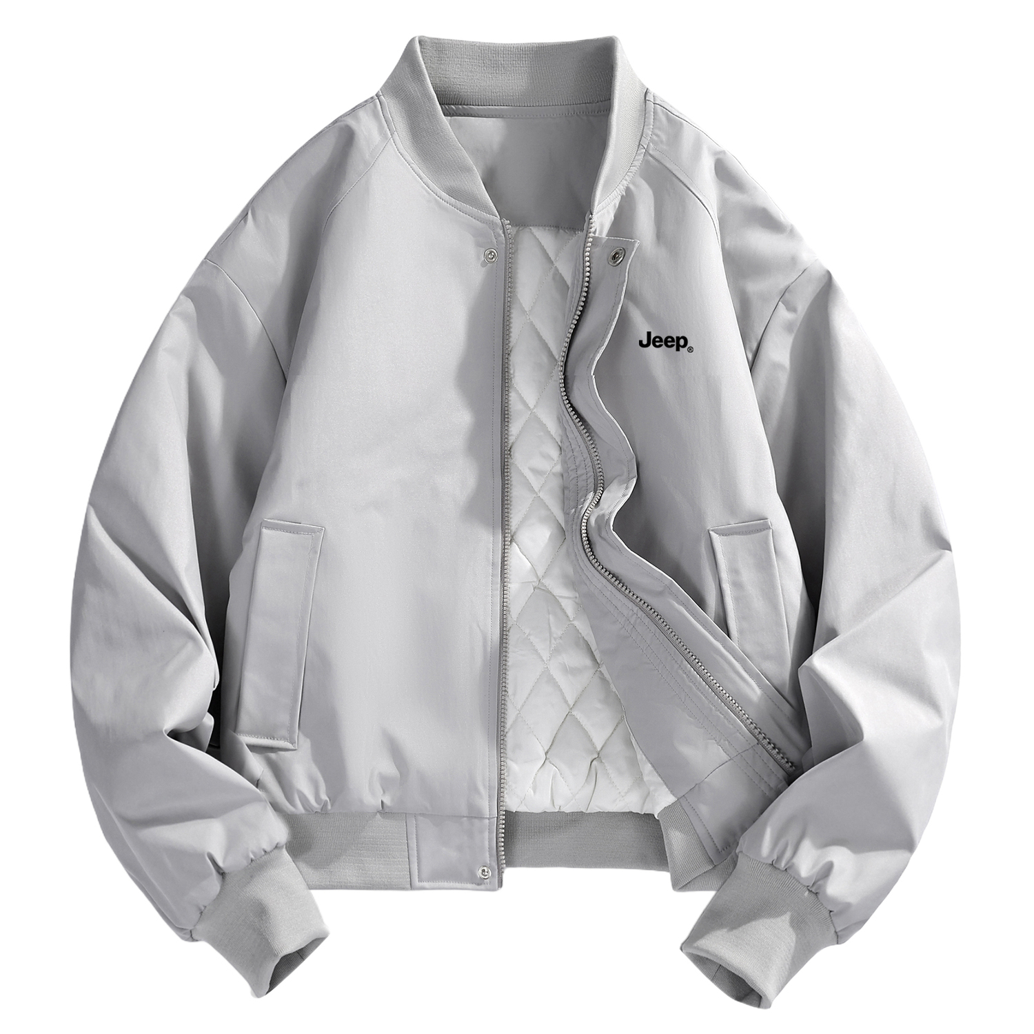 

Пуховик Unisex Stand Collar Moderate Padded Jeep, светло-серый