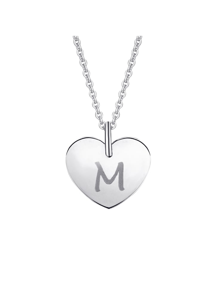 

ONE ELEMENT Кулон в форме сердца с выгравированной буквой М, изготовленный из белого золота 333 пробы в серебре