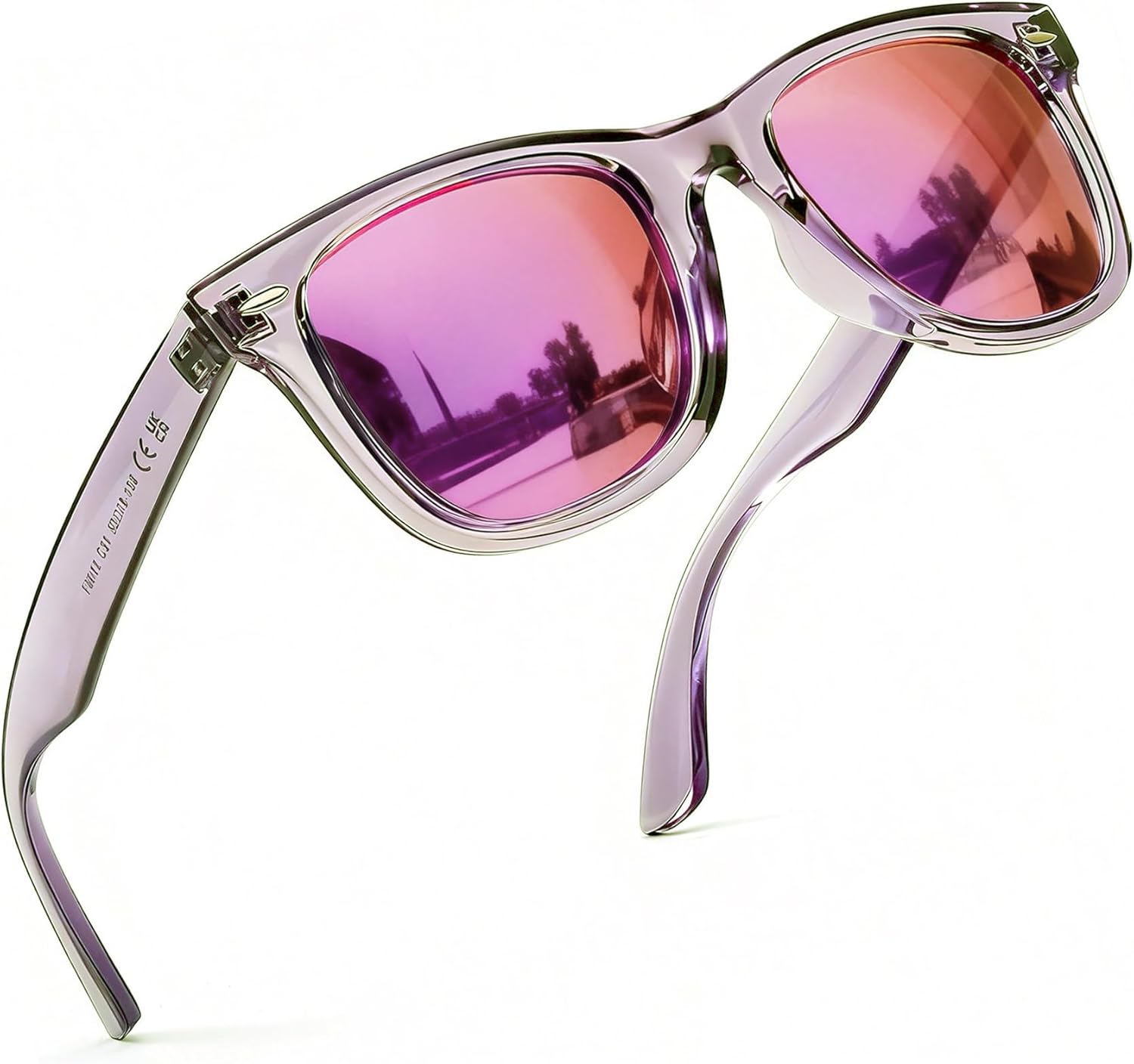 

Женские поляризованные солнцезащитные очки FancyPink с защитой UV400, зеркальные, для пляжа, дизайнерские модные солнцезащитные очки, средний размер, A05 - Grey / Pink, Mirrored