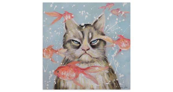 

Акриловая картина ручной работы KUNSTLOFT Very Crabby Cat, синий