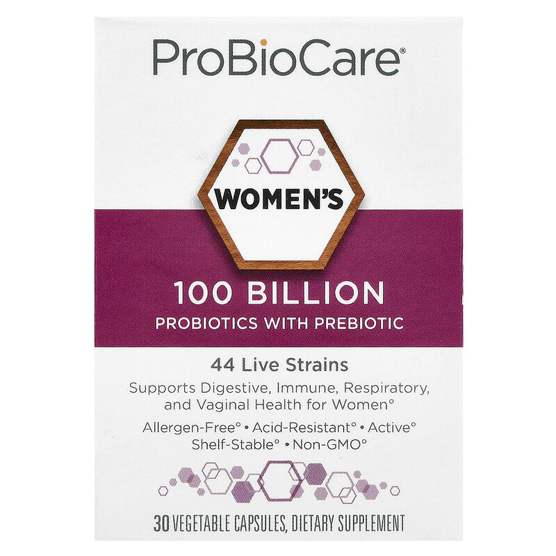 

ProBioCare, Пробиотики для женщин с пребиотиками, 100 млрд, 30 растительных капсул