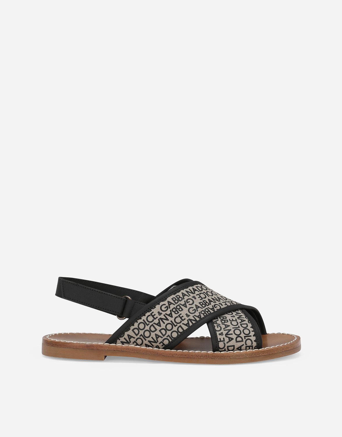 

Босоножки из холста с принтом логотипа Dolce&Gabbana, бежевый