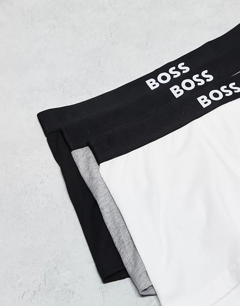 Комплект из 3 трусов-боксеров Boss Bodywear с логотипом спереди в черном, белом и сером цветах BOSS Orange — фото 2