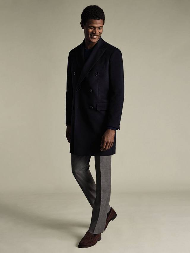 

Шерстяное двубортное пальто Charles Tyrwhitt, Navy