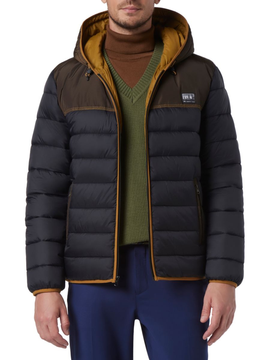 

Куртка-пуховик Malone Colorblock с капюшоном Andrew Marc, черный