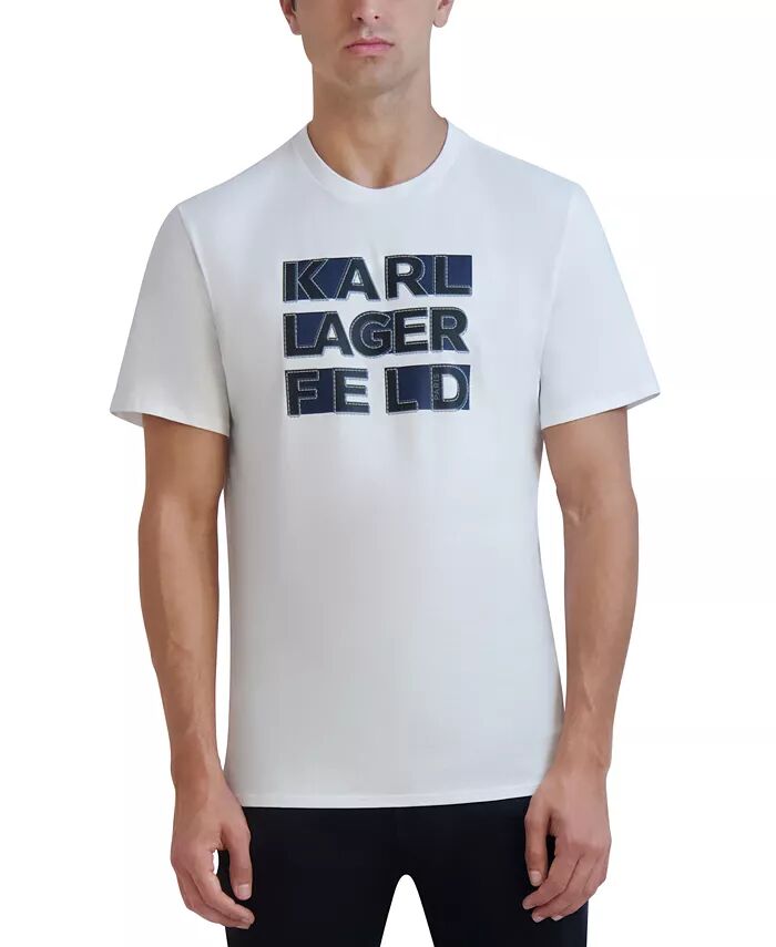 

Мужская хлопковая футболка с логотипом KARL LAGERFELD PARIS, белый