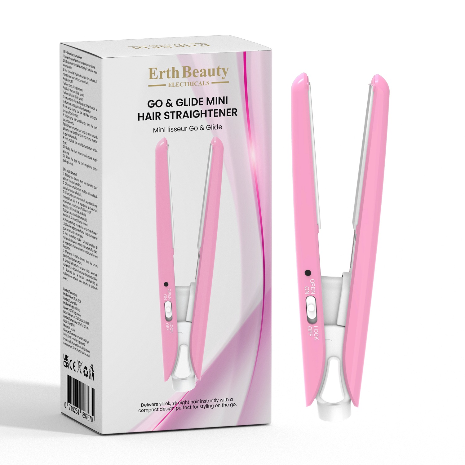 Заколка для волос go & glide mini-haarglätteiser rosa Erthskin London, количество 1 шт. — фото 2