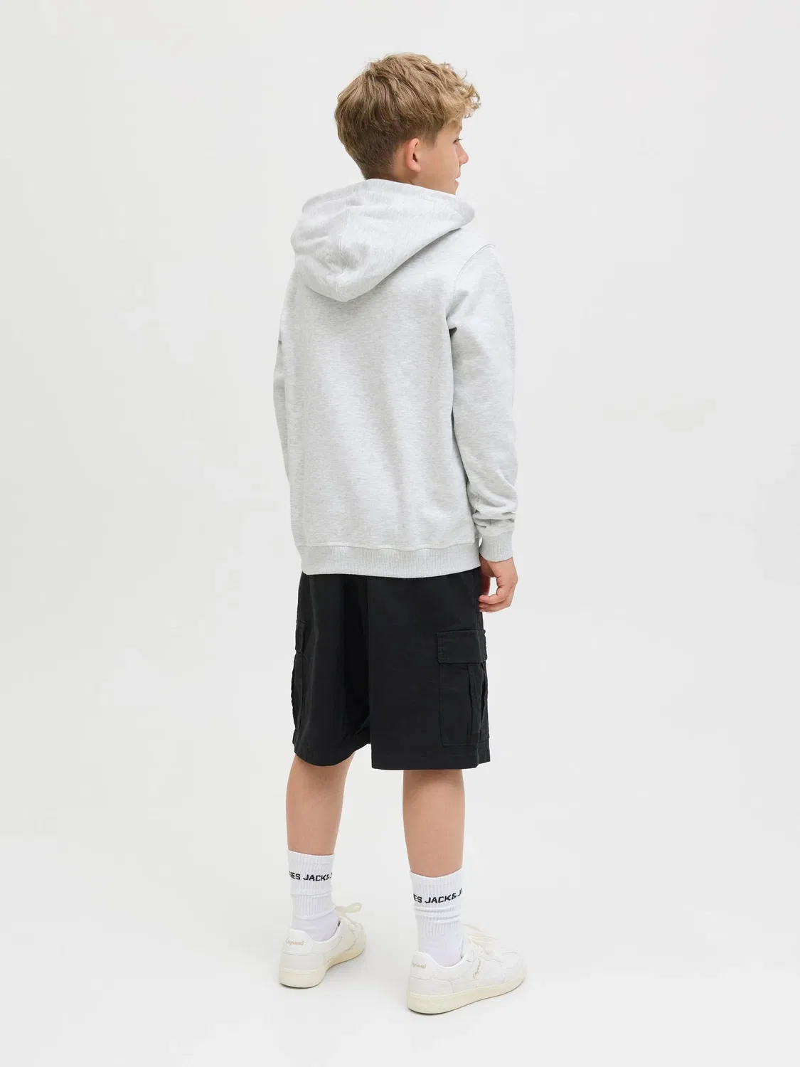 Капюшонный свитер из белого меланжа, JACK & JONES Junior, белый меланж — фото 3