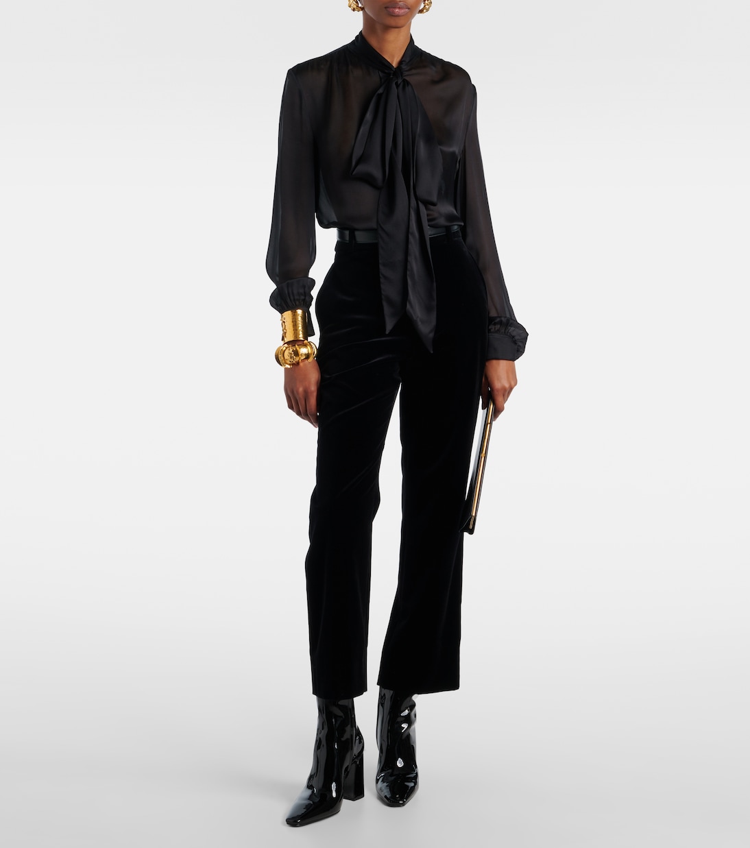 Ботильоны Rainer 90 из лакированной кожи Saint Laurent, Noir — фото 3