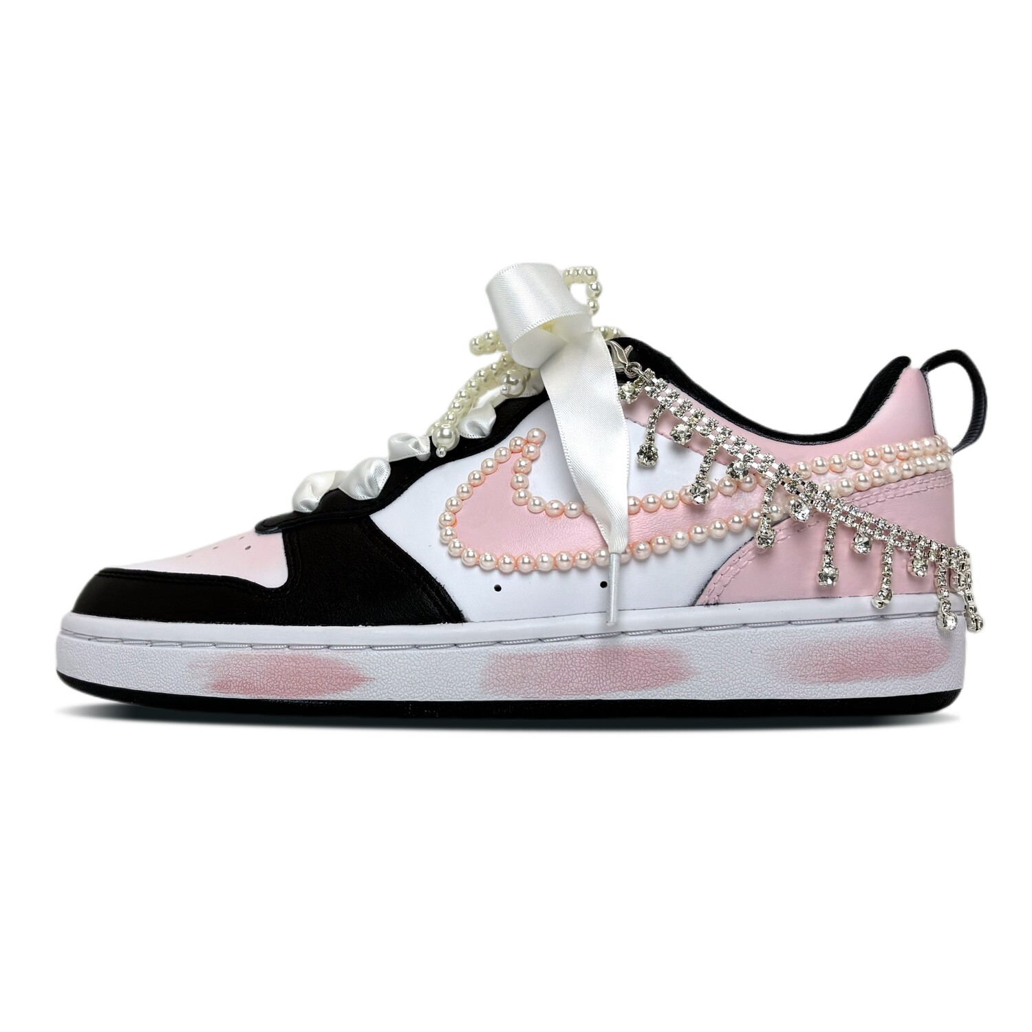 

Кроссовки Nike Court Borough Skateboarding Shoes Women's Low-top Pink/Black/White, розовый