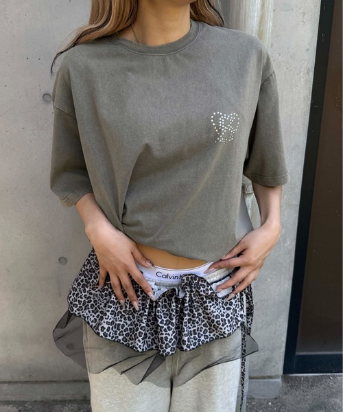 

Футболка с декором стразами Sedacle, цвет хаки