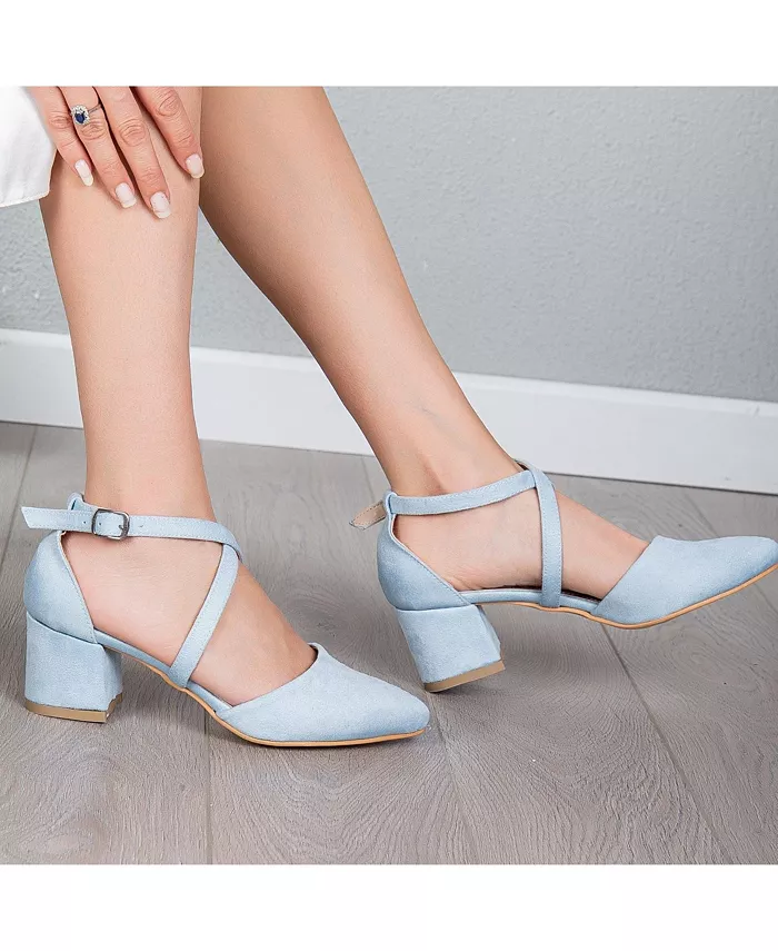 Туфли Dolly на низком квадратном каблуке Forever & Always Shoes, синий — фото 3
