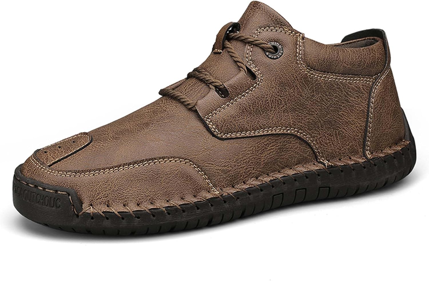 

Мужские кожаные прогулочные туфли, классический ретро-дизайн, низкие повседневные мужские туфли, усиленные швы на подошве, мягкие, удобные, нескользящие, прочные Vtiao, коричневый