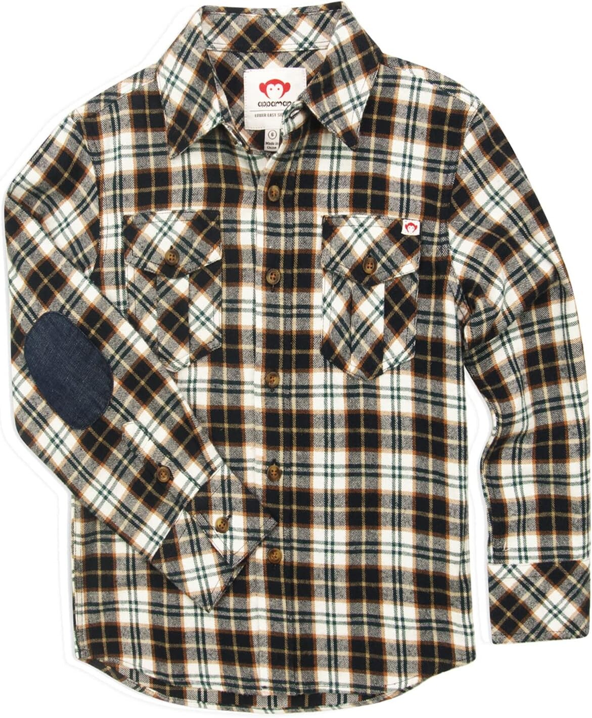 

Рубашка Appaman Cozy Flannel with Elbow Patches, цвет Navy Brown Plaid