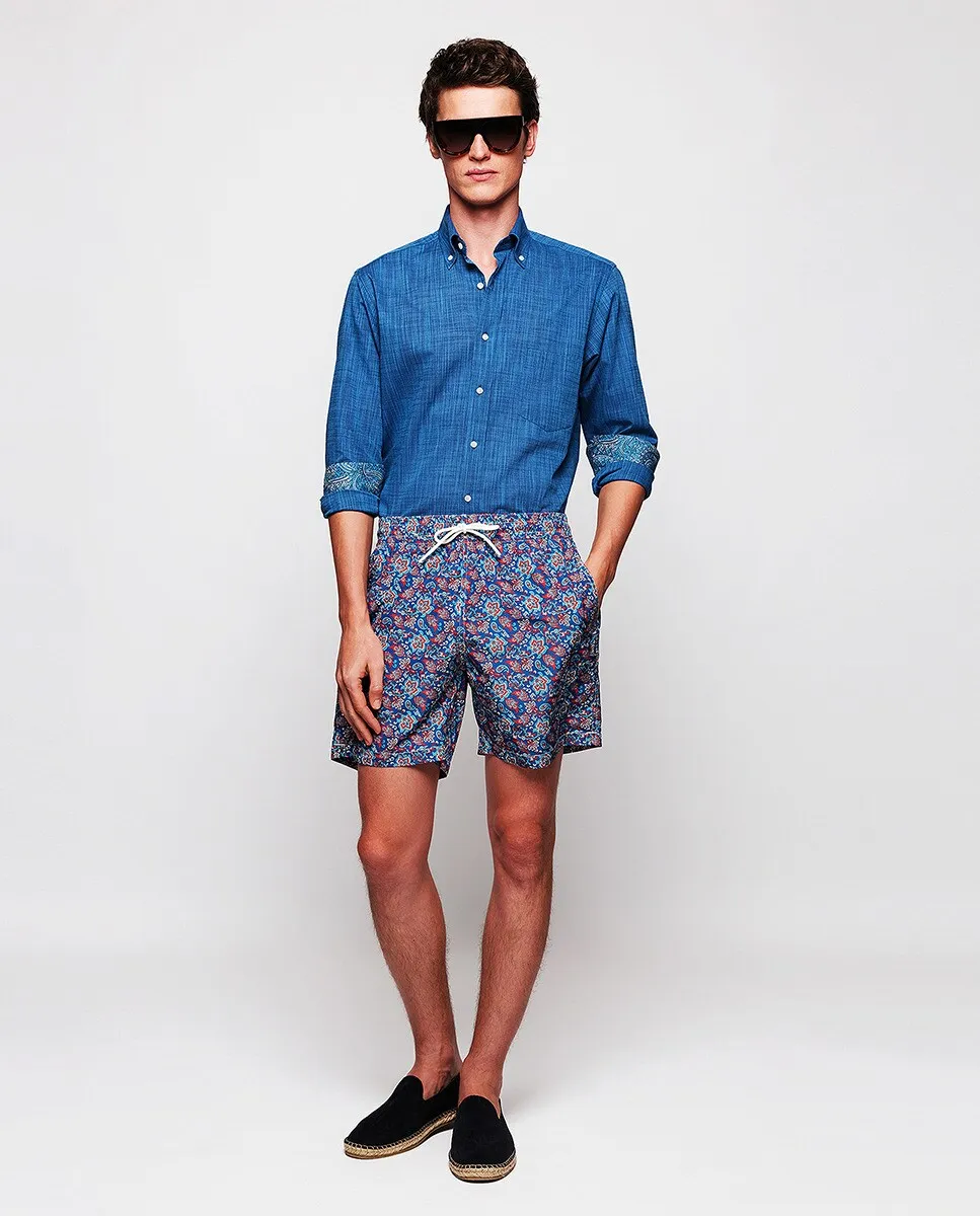 

Шорты-бермуды с принтом пейсли Mirto, индиго