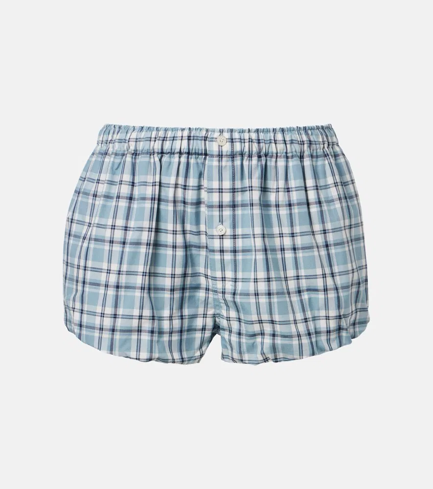 Хлопковые шорты в клетку Acne Studios, синий