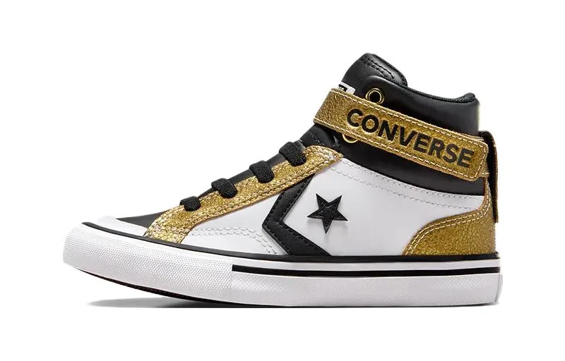 Converse Pro Blaze Strap High top детские баскетбольные кроссовки Black Gold White для детей 3-7 лет