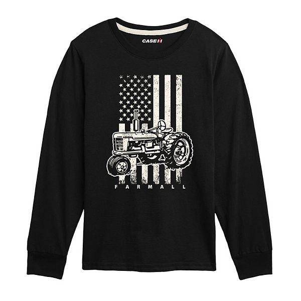 

Футболка с длинным рукавом Boys 8-20 case ih farmall tractor american flag Licensed Character, Black
