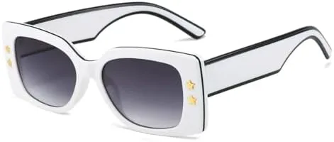 

Винтажные солнцезащитные очки для женщин, ретро-солнцезащитные очки прямоугольной формы, модные прямоугольные солнцезащитные очки MTZJH, White Yellow Blue