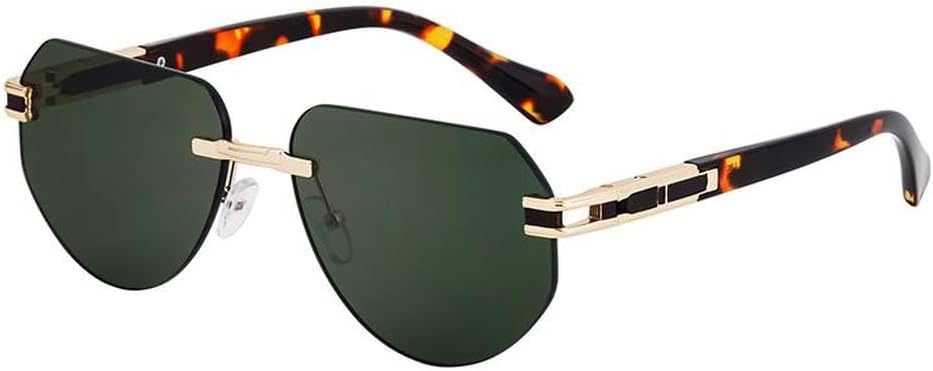 

Винтажные солнцезащитные очки без оправы для мужчин, модные солнцезащитные очки неправильной формы для женщин, очки с защитой от УФ-излучения UV400 HVTVTLA, C6demigreen