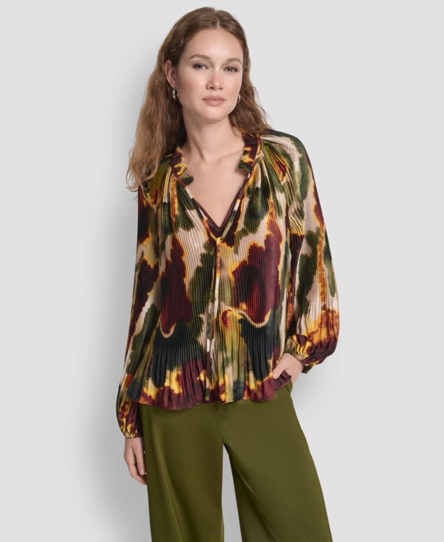 

Женская блузка с длинными рукавами и складками DKNY, Ink Diffusion