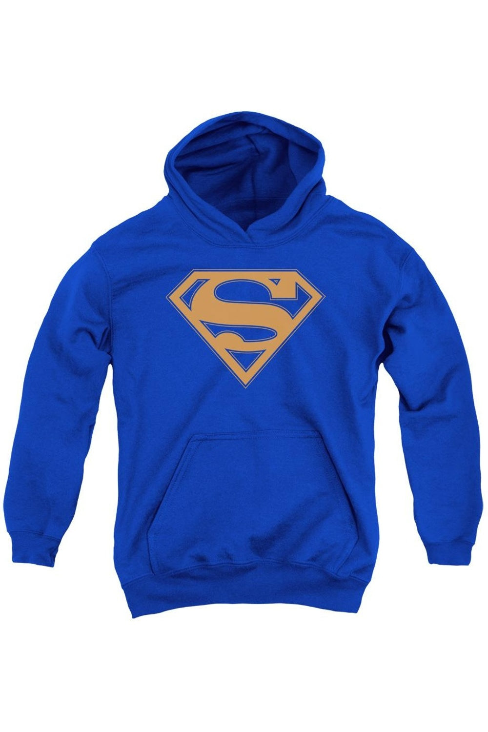 

Детская толстовка с капюшоном Superman в сине-оранжевом цвете с символикой щита Gildan