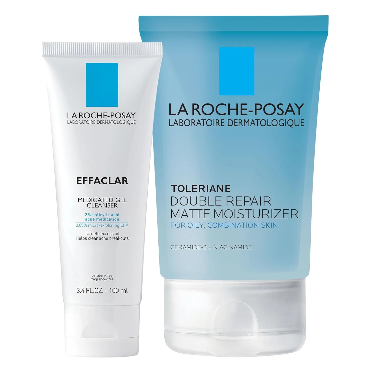La Roche-Posay набор для ухода за проблемной кожей, Toleriane Double Repair матирующий увлажняющий крем 75 мл и Effaclar очищающий гель 100 мл 87,2 мл (2 шт.)