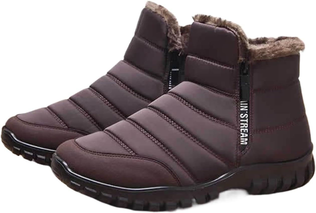 

Мужские зимние водонепроницаемые ботинки с меховой подкладкой, теплые укороченные сапоги, на молнии, легкие для прогулок на улице, снегоступы для мужчин Generic, Coffee