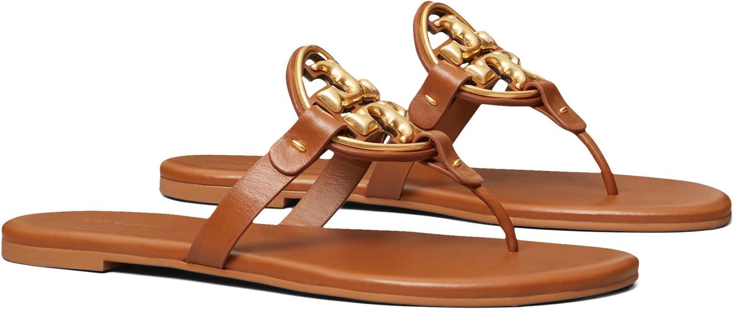 Шлепанцы Metal Miller Soft Tory Burch, цвет Bourbon Miele/Gold