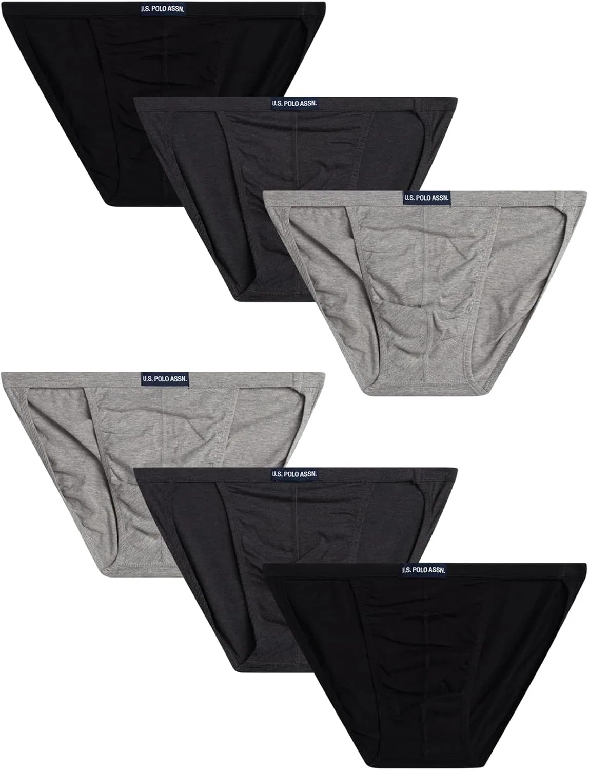 Брифы хлопковые U.S. POLO ASSN., Black/Heather Grey/Charcoal Heather- String
