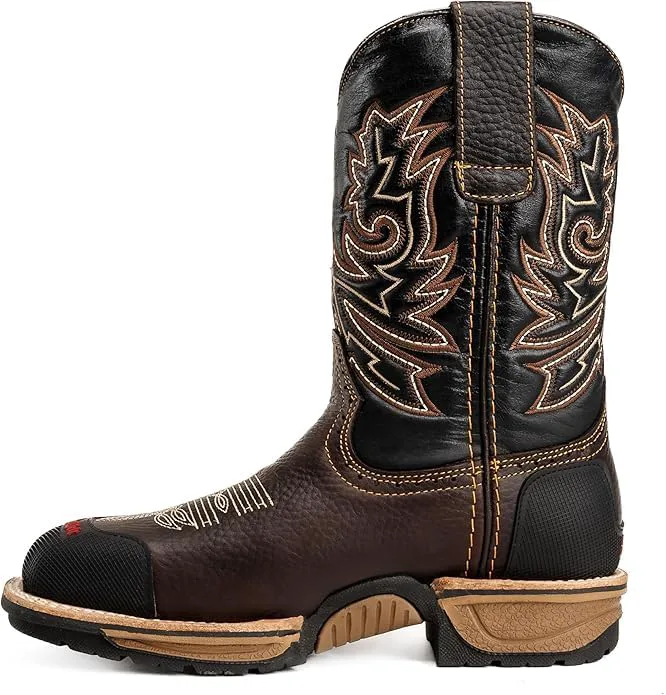 Мужские рабочие ковбойские ботинки King Welt KW4020 Buffalo Brown 10" из премиальной кожи, противоскользящие, с мягким и квадратным носком, на подъем, с защитой носка и пятки от истирания - коричневые Generic, коричневый — фото 3