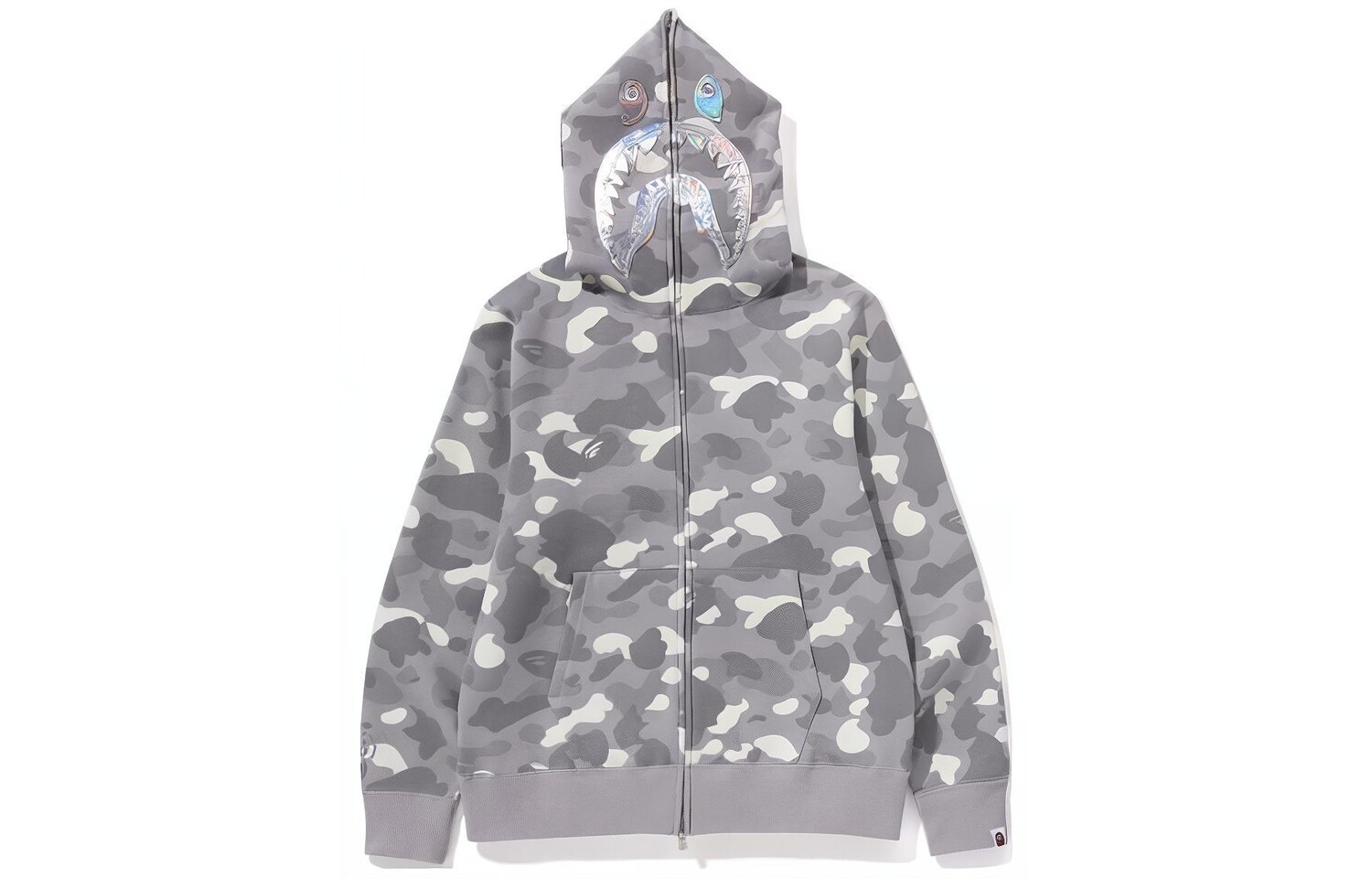 BAPE City Camo Shark Толстовка с капюшоном на молнии SS24 A Bathing Ape, серый — фото 2