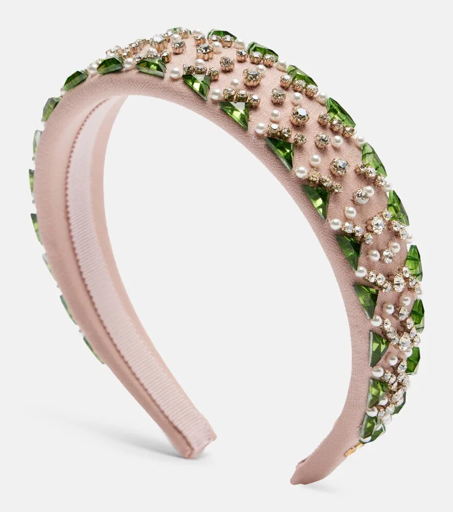 Повязка на голову от Crepe Couture, украшенная вышивкой Valentino, розовый