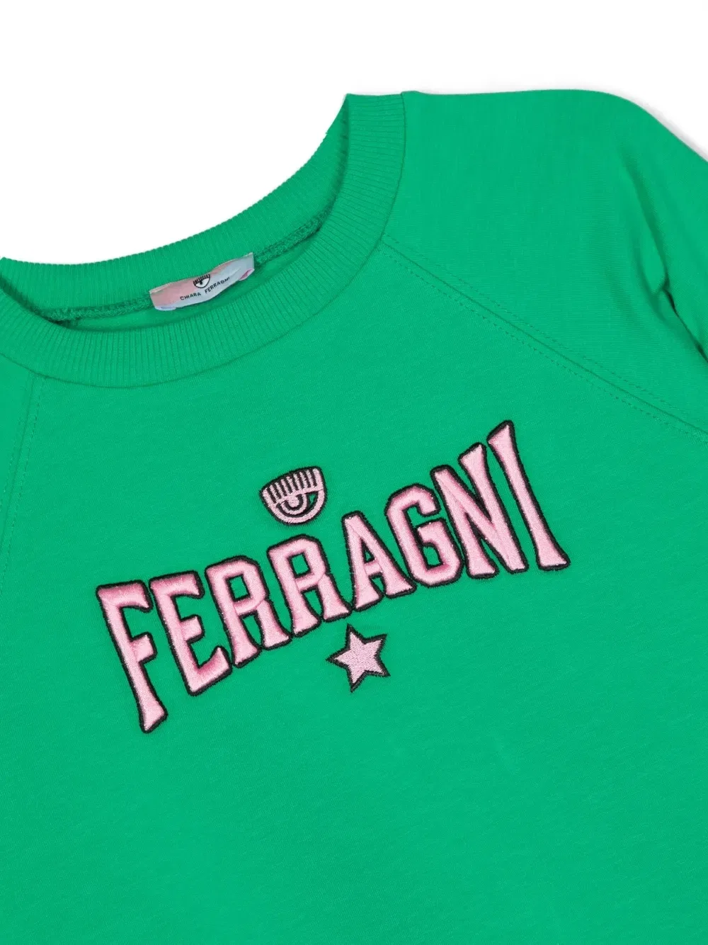 Толстовка с вышитым логотипом Chiara Ferragni Kids, зеленый — фото 3