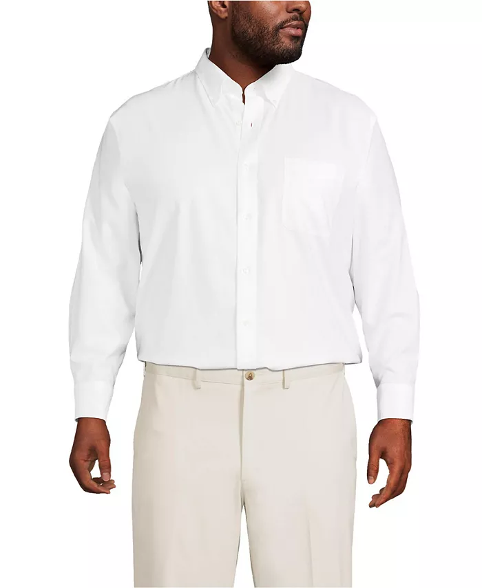 

Рубашка классического кроя Big & Tall из не требующей глажки ткани Supima Oxford однотонная Lands' End, белый