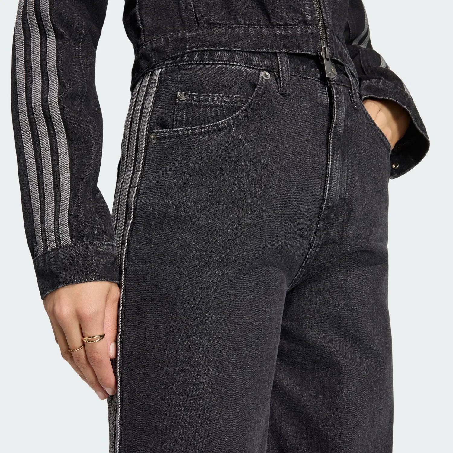Джинсы Adidas Originals с широкими штанинами, черные — фото 4